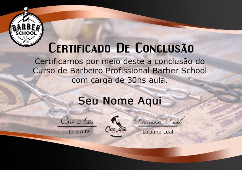 Certificado de Conclusão da Barber School